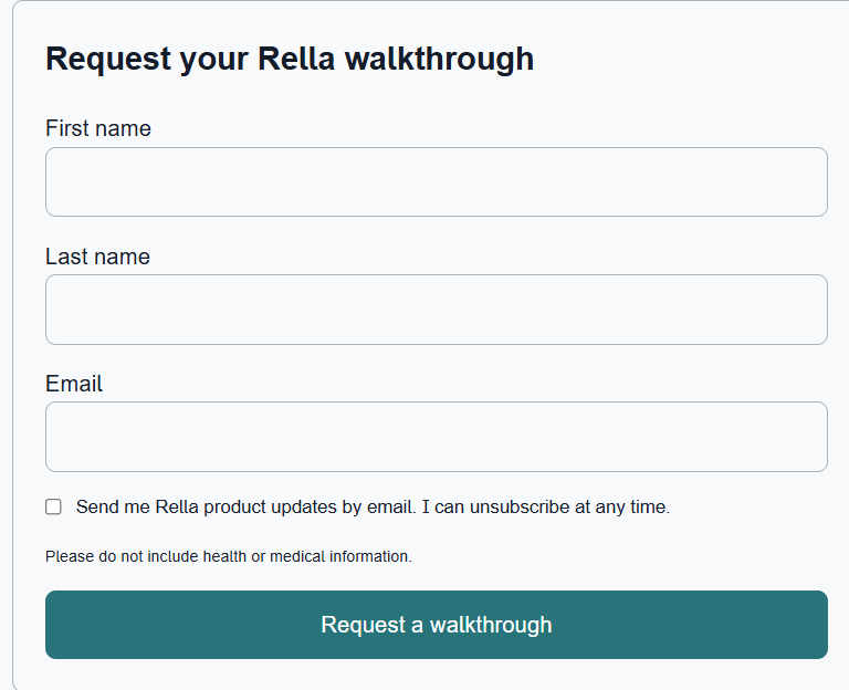 A complete public enquiry form made in Rella